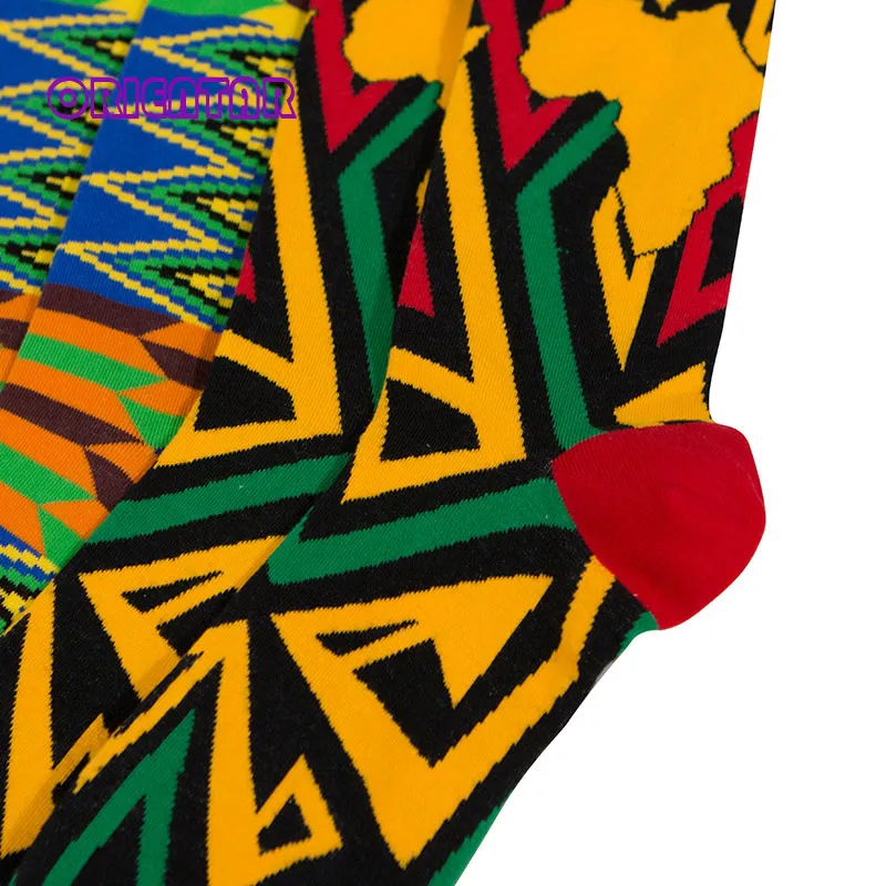 3 пар/упак. женские носки с принтом в африканском стиле, полосатые сетчатые цветные мягкие носки, носки для скейтборда, забавный подарок, WYB464