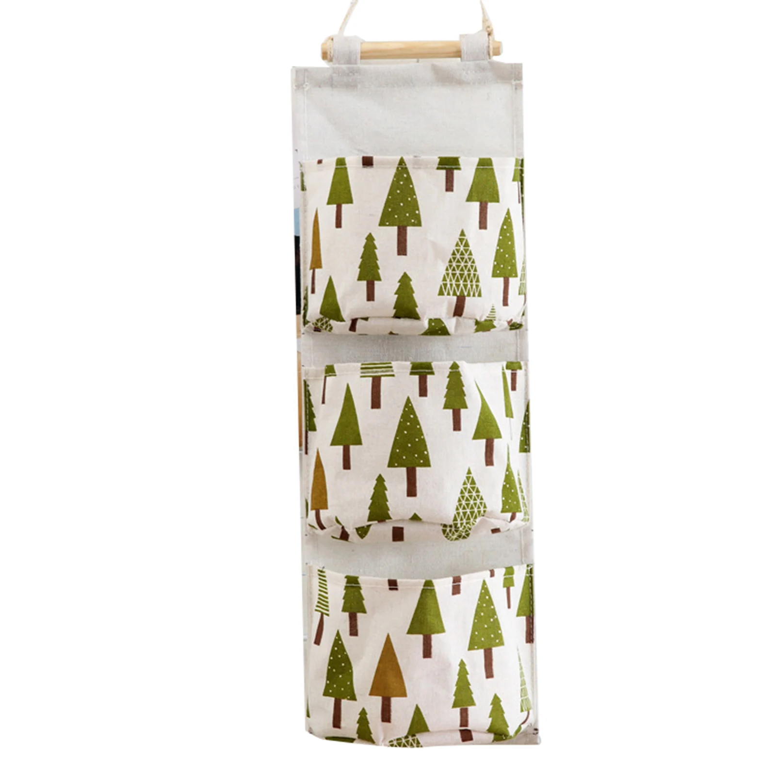 Wall Mounted Storage Bag with 3 Pockets Linen Fabric Waterproof Wall Door Closet Hanging Organizer for Bedroom Bathroom LBS 3