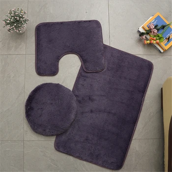

3 Piece Bath Mat Toilet Set Seat Cover Non-Slip Shower Floor Mats Non-slip Soft Bath Carpet Bathroom Floor Washable Rug