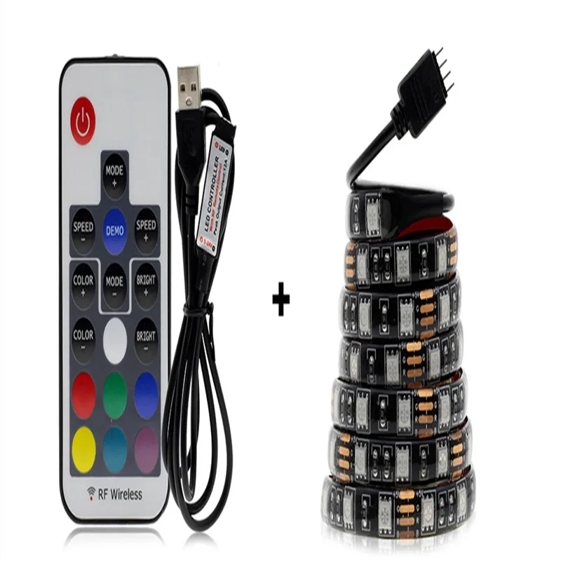 

5050 RGB Changeable 5V Waterproof USB LED Strip With USB Controller Set 5 M DIY TV Decoration LED Light