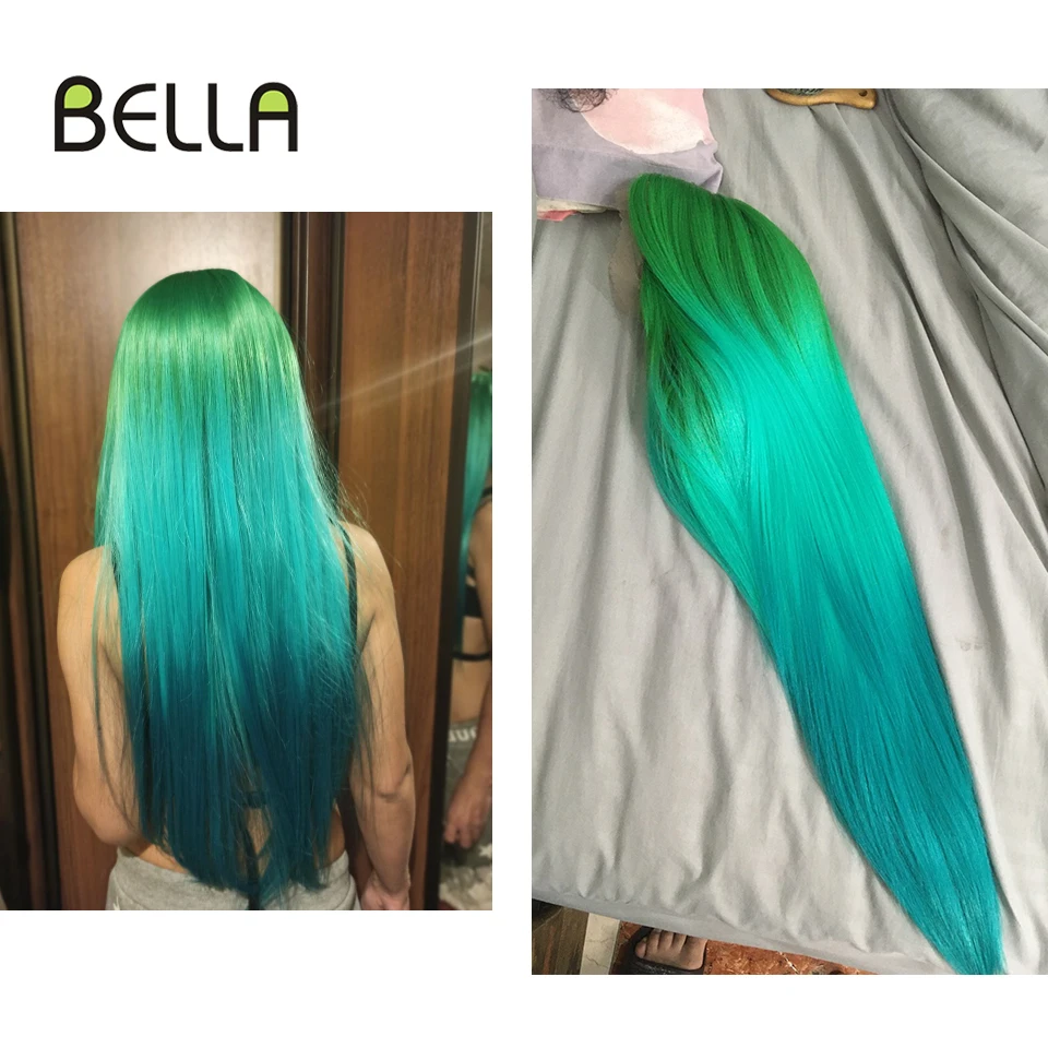 Synthetic Wig Bella Synthetic Lace Wig Straight Wig Lolita Green Blue Mint Blonde Synthetic Lace 30" Heat Resistant Wigs For Women Cosplay