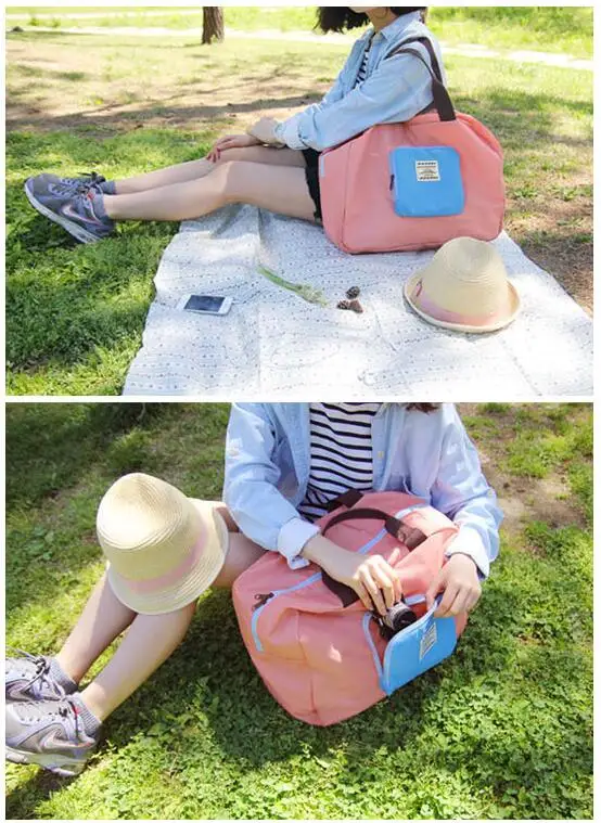 

Candy Foldable Tote Shopping Bags Eco Friendly Resusable Folding Shopper Bag Waterproof Storage Reusable Pouch 4 Colors Mixed