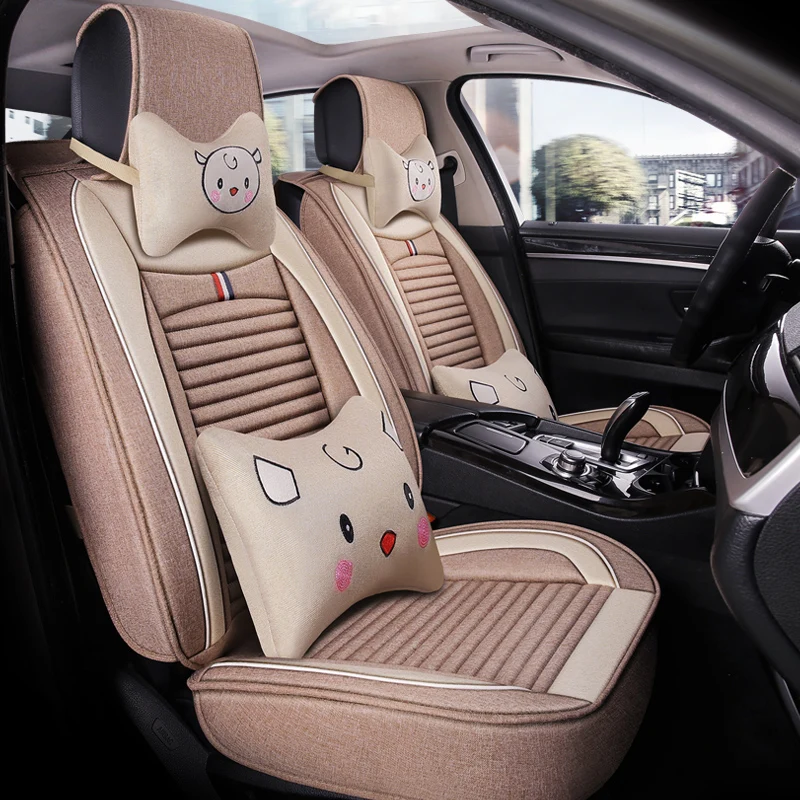Полное покрытие льняное волокно чехлы для автомобильных сидений Cadillac ats ct6 cts srx xt5