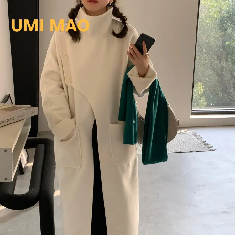 Женская одежда UMI MAO с высоким разрезом и воротником-стойкой двустороннее
