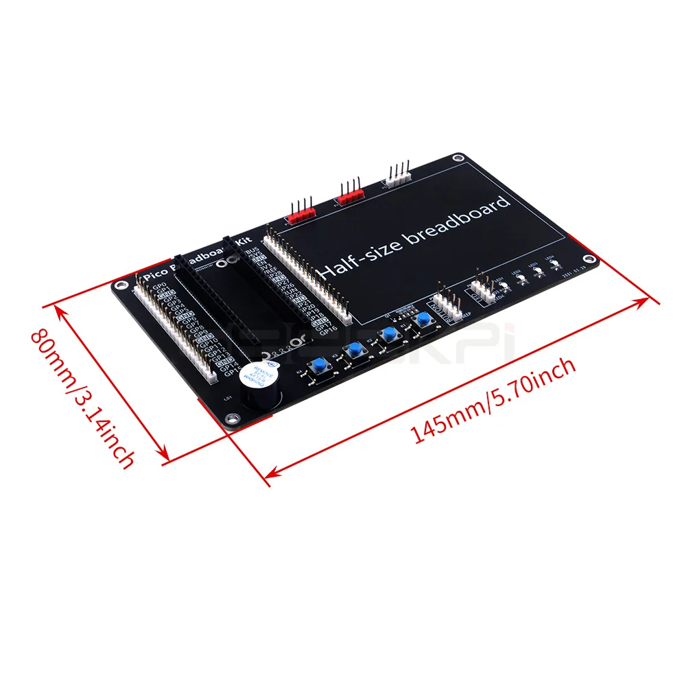 Raspberry Pi Pico/Pico W Breakout Breadboard Kit Support LED Lights Buttons Buzzer