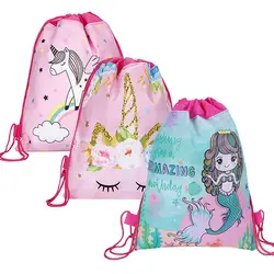 Русалка шнурок мешок для девочек дорожные сумки для хранения посылка мультфильм школьные рюкзаки детские разные цвета Прямая доставка