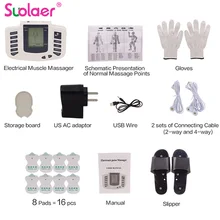 Прямая поставка, ссылка на английскую кнопку, электрический стимулятор массажа мышц+ тапочки+ 16 подушечек+ перчатки