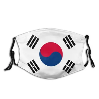 

South Korea Flag Unisex Non-Disposable Face Mask Anti Bacterial Dust Protection Cover Respirator Muffle Mask with Filters