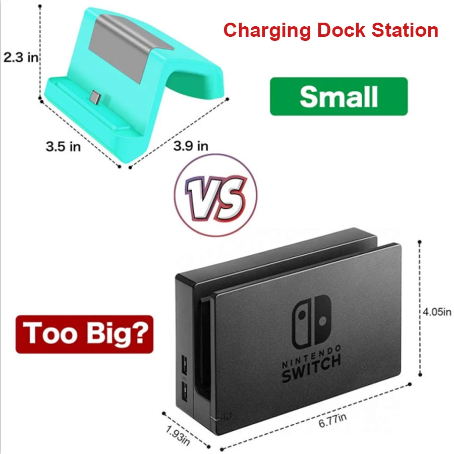 Switch Lite Charging Dock Station Charging Stand with USB Type C Port