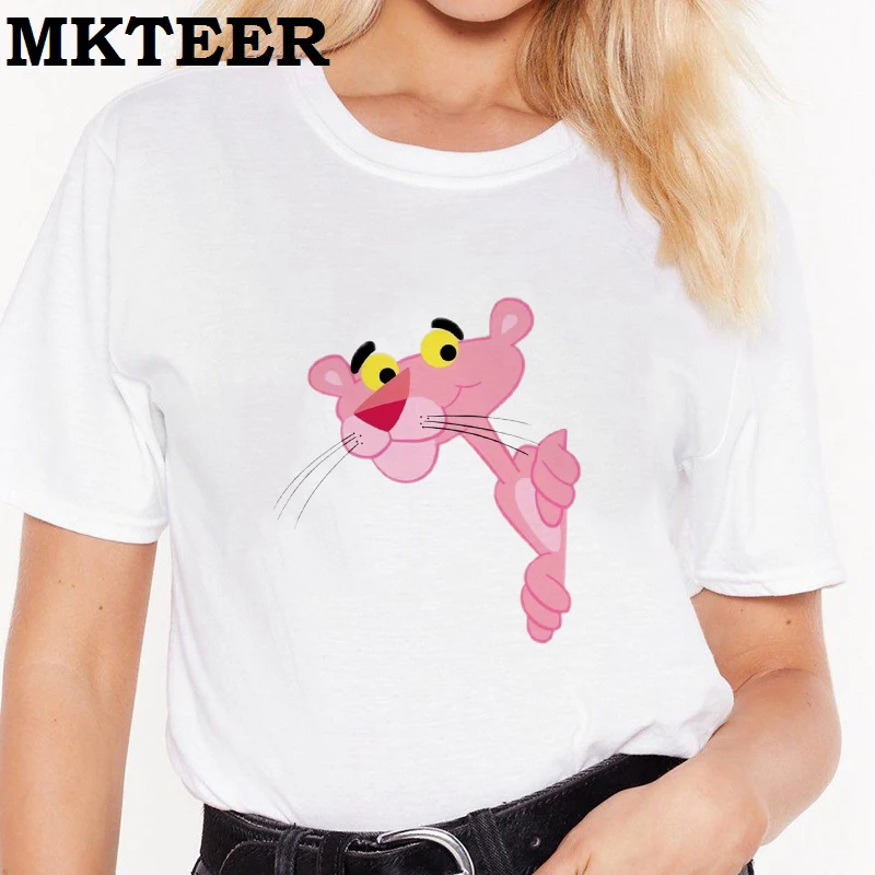

Kawaii Pink Panther Aesthetic Camiseta Mujer Women's 2019 Tee Shirt Femme Harajuku T Shirt Tops&Tees Summer Streetwear