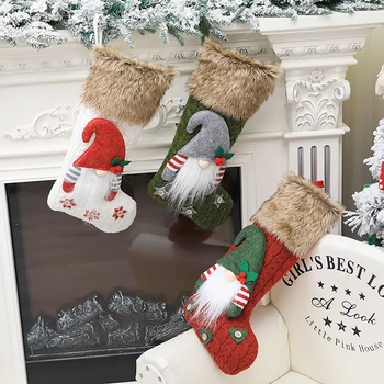 

Christmas Stockings Socks Gift Kids Candy Bag Faceless Man Doll Xmas Decoration for Christmas Tree Ornaments 45x25cm