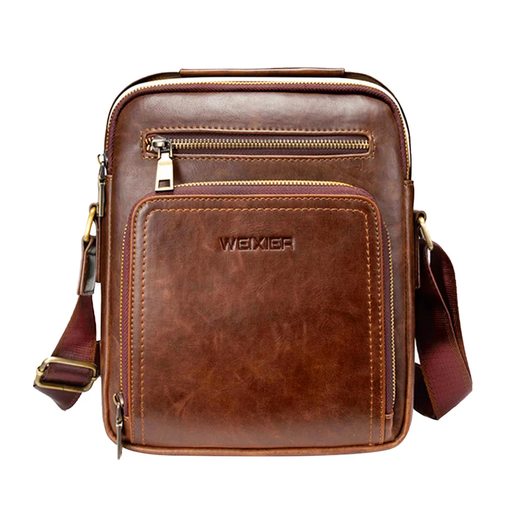 Коричневый Aelicy Men Casual Vintage Shoulder Bag Designer Handbags High Quality Small Leather Solid Color Designer Handbag High Quality - Цвет: Коричневый