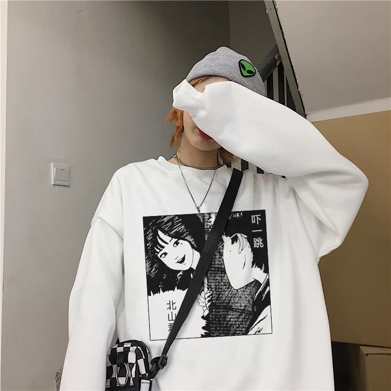 Новинка Harajuku стильный принт Ulzzang Tumblr Женские винтажные топы повседневные комиксы
