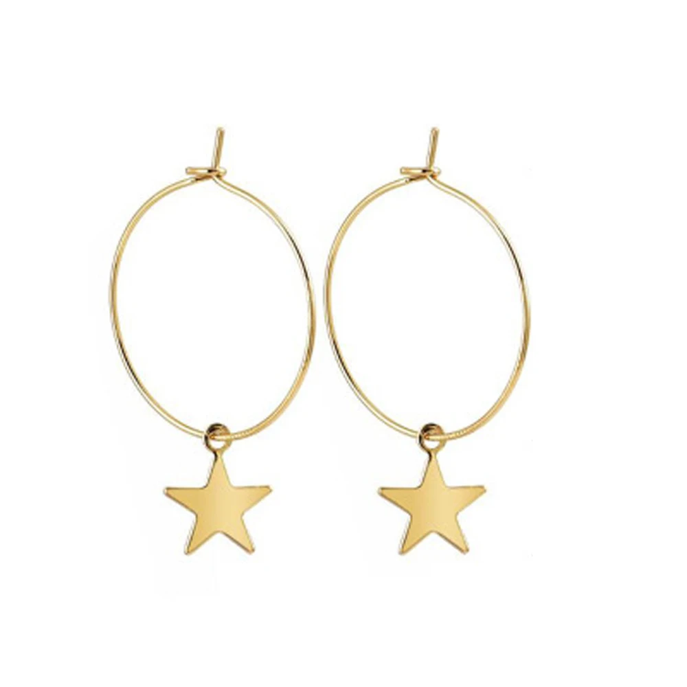 

Simple Gold Color Star Stud Earrings for Women Earrings Brincos Oorbellen Boucle D'oreille Pendientes Stainless Steel Big Circle