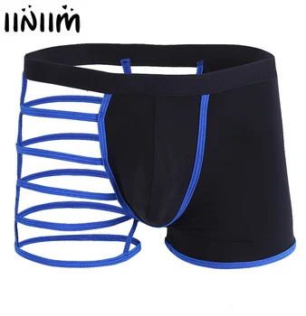 

Mens Adult Exotic Underwear Panties Hollow Out One Leg Boxer Shorts Underpants Transparent Male Lingerie Sexy Sissy Underwear