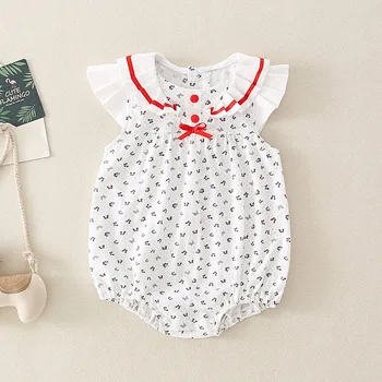 

Clothes for Babies Summer Wear Short Sleeve Baby Girls Triangular Crawling Clothes BABY'S FIRST Month Dotted Onesie