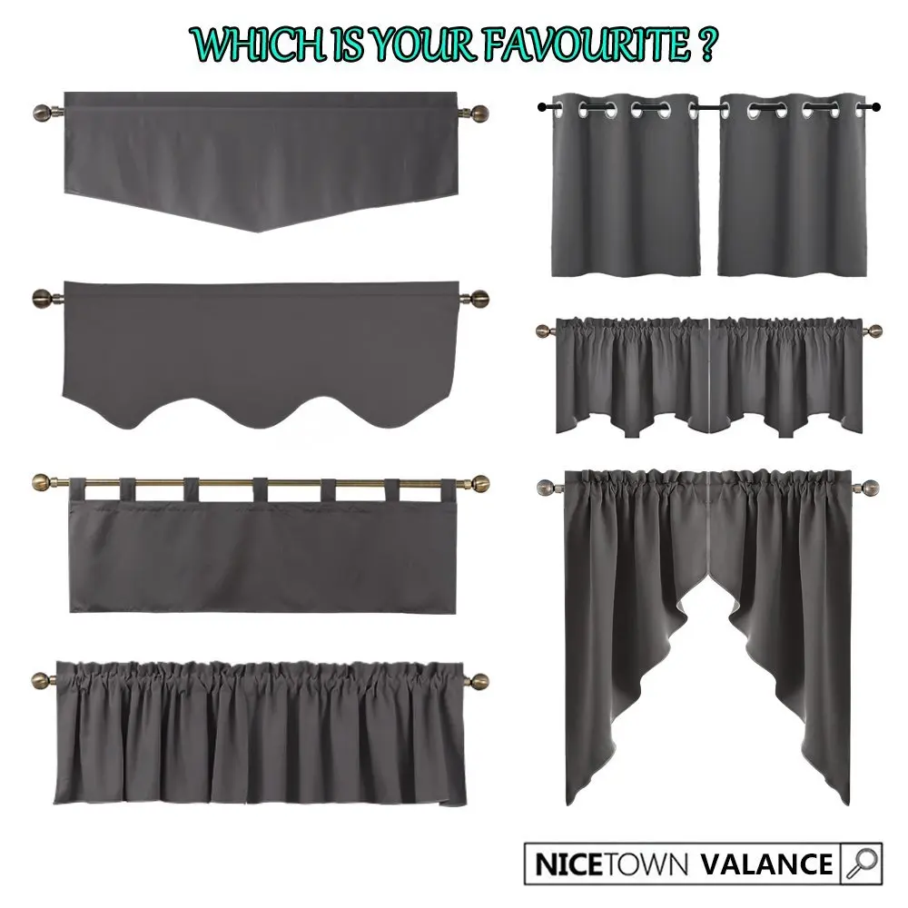 42 x 18 Inch Thermal Insulated Room Darkening Kitchen Curtain Valances Rod Pocket Bathroom Valances for Living Room Bedroom Cafe 1 Panel LORDTEX Navy Valances for Windows 