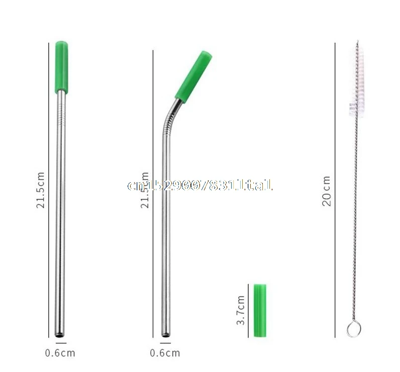 500sets/lot 20oz Portable Silicone Tip Cover Stainless Steel Straw Straight Bent Drinking Straw Travel Neoprene Storage Bag