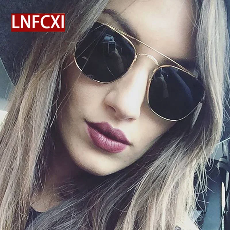 Винтажные Солнцезащитные очки авиаторы LNFCXI с двойной перемычкой для женщин и