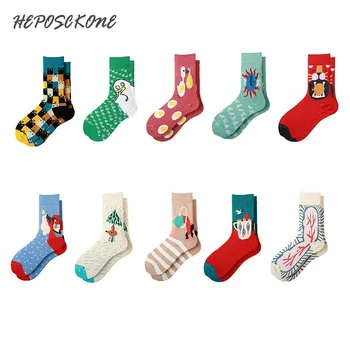 

Japanese Colorful Warm Cotton Cartoon Socks Women Creative Art Abstract Oil Painting Happy Funny Cute Socks Girl Gifts Skarpetki