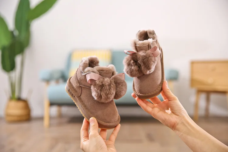 Claladoudou 13,5-15,5 см; брендовые высококачественные зимние сапоги из натуральной кожи для девочек; зимняя обувь на плоской подошве с толстым мехом и плюшем для малышей