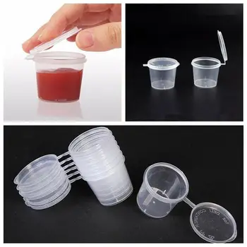 

100pcs Disposable Clear Plastic Sauce Pot Chutney Cups Slime Storage Container Box With Lids Kitchen Organizer 30ml