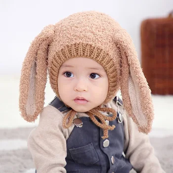 

2019 Baby boy girl hats autumn and winter children warm plush hat baby cartoon long ears rabbit thick baby cap kids beanies