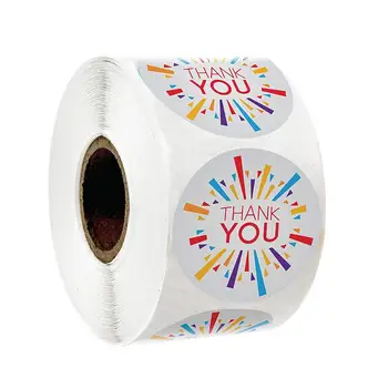 

Thank You Sticker seal labels Round Multi Color Fancy Design 500 Labels sticker per Roll Perfect for Small Business stationery