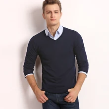 E-BAIHUI Зима Новое поступление толстые теплые свитера v-образный вырез шерстяной мужской свитер брендовая одежда вязаный кашемировый пуловер для мужчин 8801