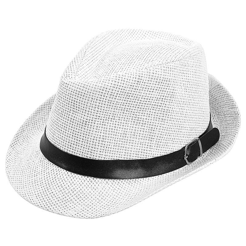 Женщины Мужчины Fedora Trilby cap Трава Стиль упаковываемая путешествия солнце летняя шляпа, белый