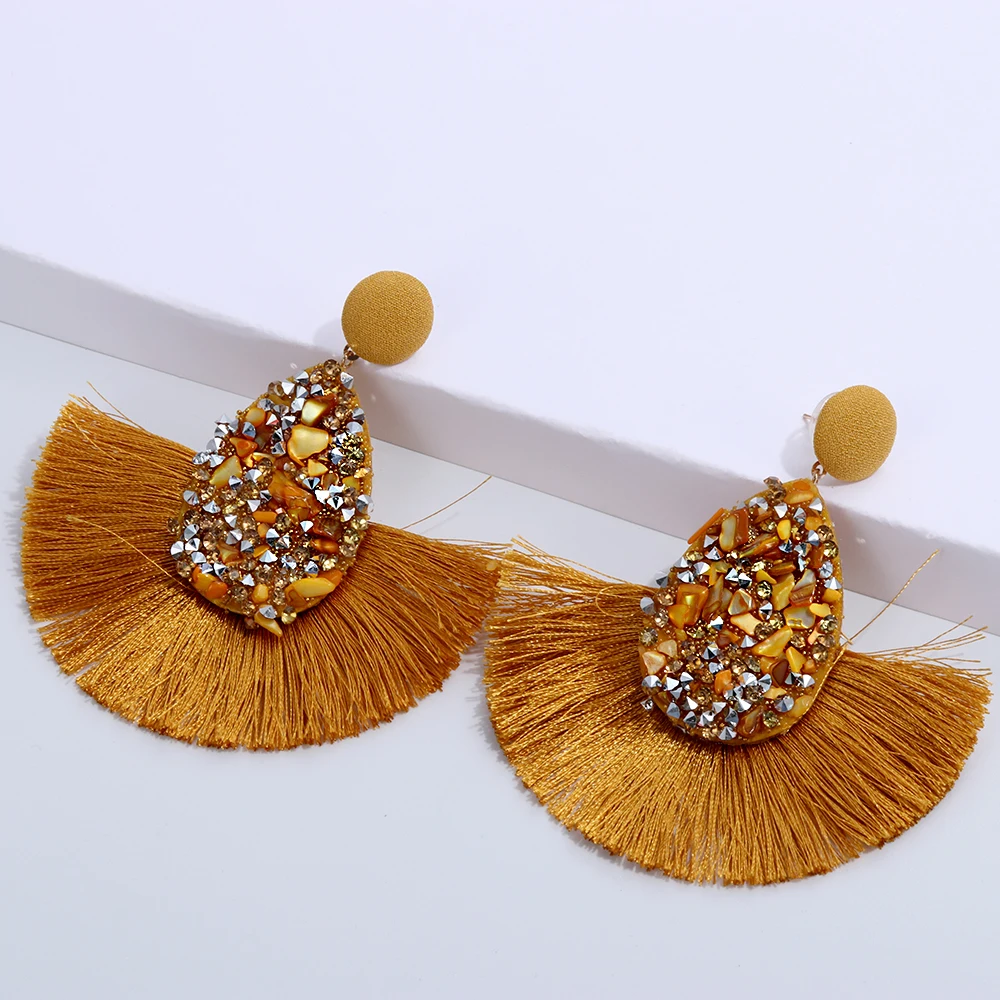 Dangle Earrings 1Pair Bohemia Tassel Colorful Charm Crystal Glitter Sequins Drop Women Jewelry Accessories dangle earrings drop earrings crystal tassel earrings crystal earrings