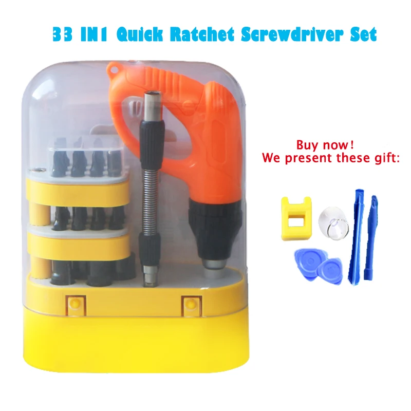 

PARON 33 In 1 Multifunction Ratchet Screwdriver Set Quick Release Bit Holder Magnetic Chrome-vanadium Steel Bits Pozidriv