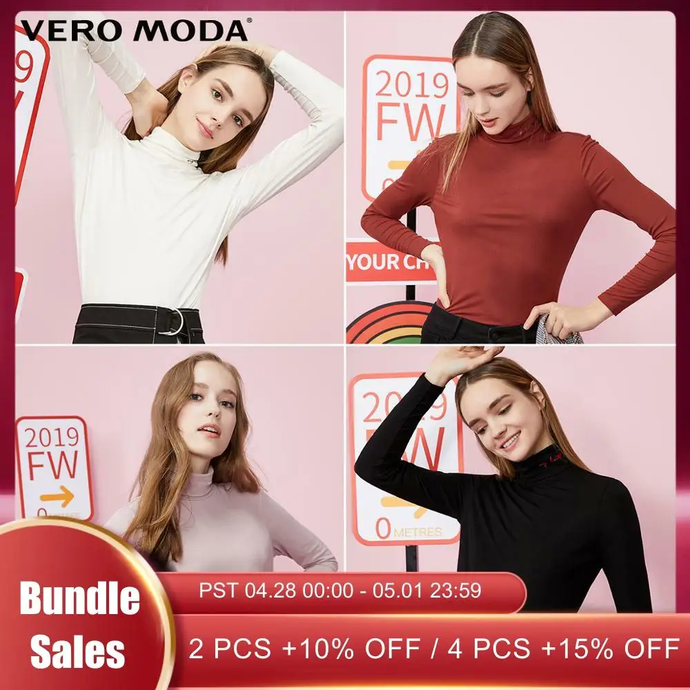

Vero Moda Women's High-necked Long-sleeved Stretch Base T-shirt Top | 319302506