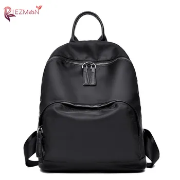 

RIEZMAN Women Backpack Casual Rucksack Oxford Shoulder Bag Waterproof Backpacks For Teenage Girl Black Student Back Pack Mochila