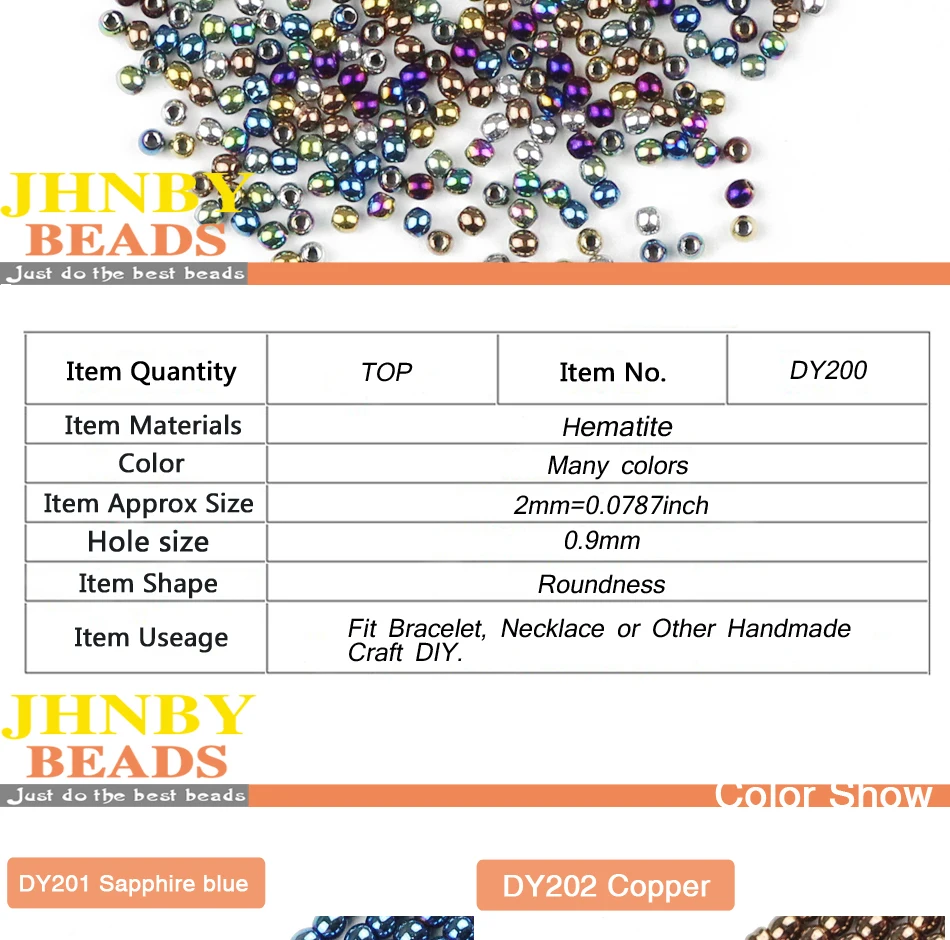 JHNBY, черный гематит, 2 мм, 300 шт, натуральный камень, руда, цветные круглые бусины, бусины, ювелирные изделия, аксессуары для изготовления браслетов своими руками