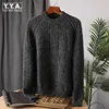 Wool Mohair Men Pullover Autumn Winter Thickening Warm Knitting Sweater Round Neck Raglan Sleeve Solid Long-Sleeve Casual Tops 1