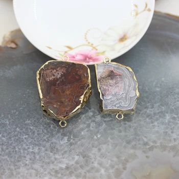 

5Pcs/lot,Natural Ocean Stones Slab Beads Pendant,gold Bails indefinite form jaspers Gems Slab Jewelry 28-37x36-42mm