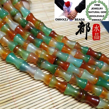 

OMHXZJ Wholesale ZB264 8*12mm DIY Bracelet Necklace Jewelry Accessories Components Natural Stone Fine Peacock Agate Bamboo Beads