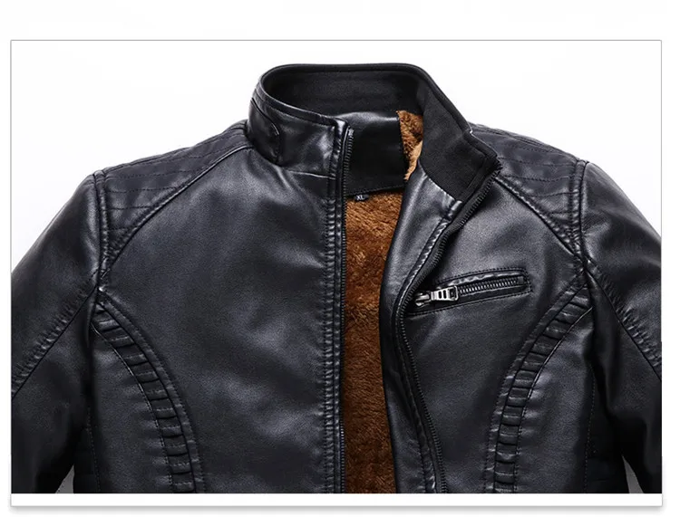 Новинка, Зимние флисовые кожаные куртки, мужские пальто, приталенная теплая Толстая куртка из искусственной кожи, мотоциклетная верхняя одежда, мужская брендовая одежда, 6XL куртка