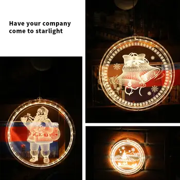 

Christmas Decorations Round Hanging Pendant Christmas Pattern LED Lights Window Door Hanging Pendant Christmas Fairy Light