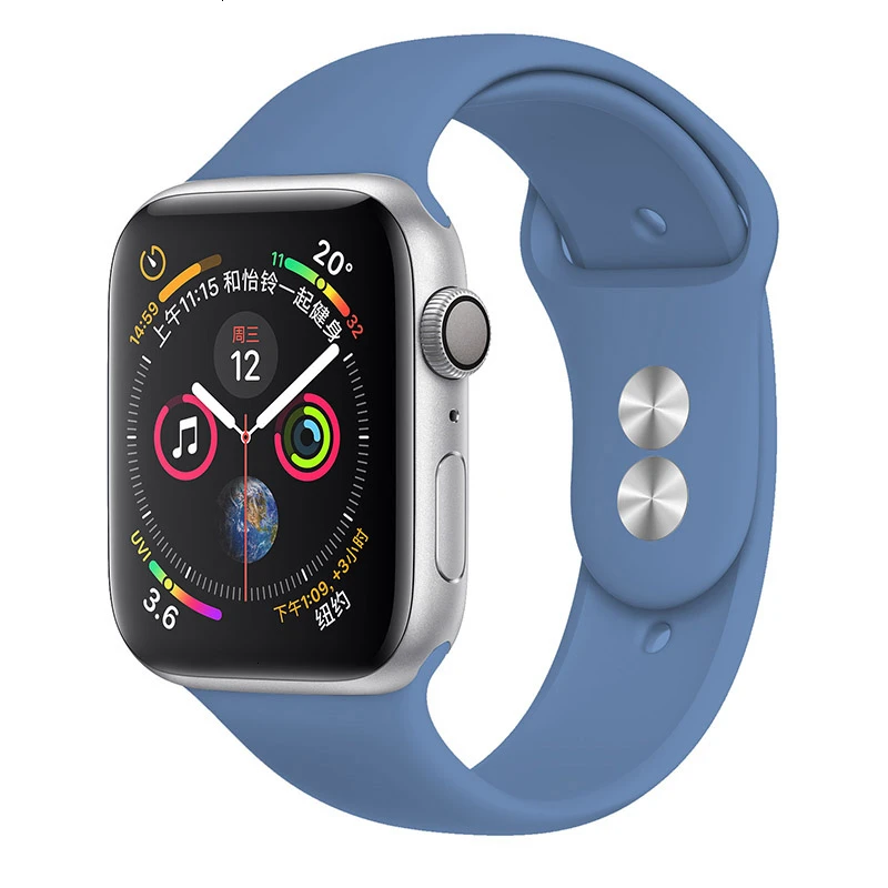 35 Cowboy Blue Силиконовый ремешок для Apple Watch band 44 мм 42 мм iwatch series 5 4 3 2 1 браслет 40 мм 38 мм pulseira умные часы аксессуары петля - Цвет ремешка: 35 Cowboy Blue