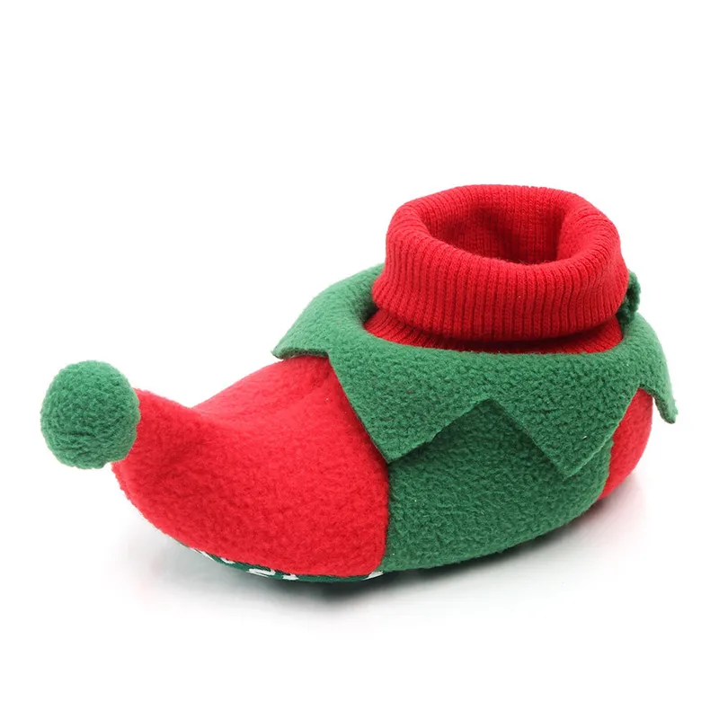 Для маленьких мальчиков Штаны для девочек с рождественским изображением для детской кроватки, которые делают первые шаги; обувь для малышей, для новорожденных мягкая подошва нескользящие носки для младенцев с милыми рисунками теплая детская обувь