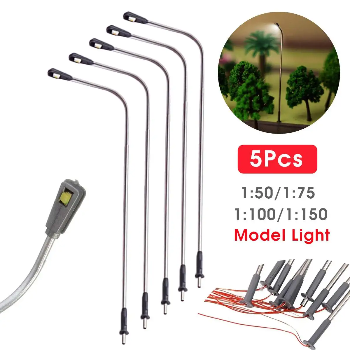 Lámpara LED de paisaje de jardín Luz de patio exterior, modelo urbano tren ferroviario, bricolaje, 5 uds., 1:100, 1:50