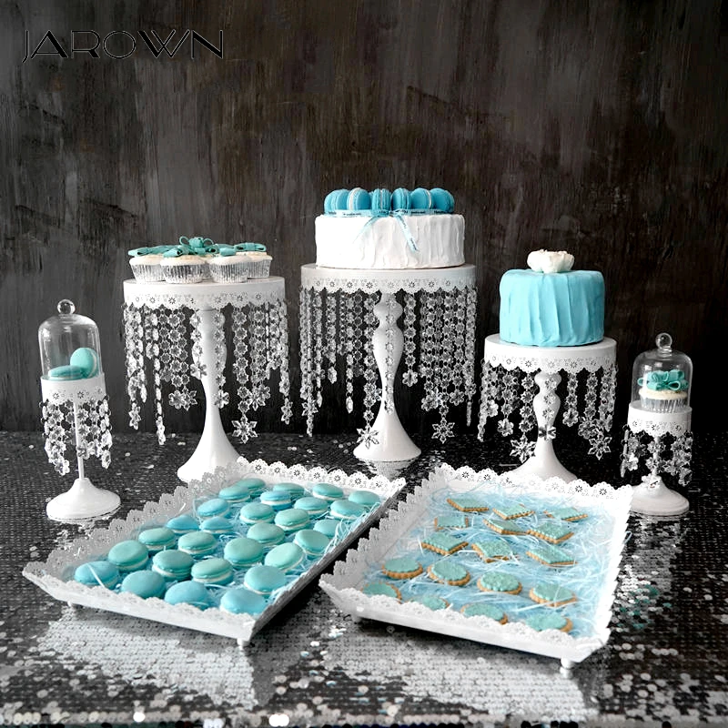 Jarown Support A Gateaux En Fer Avec Pendentif En Cristal Accessoires De Mariage Decoration Europeenne En Acrylique Plateau A Bonbons Pour Fete D Anniversaire A La Maison Aliexpress