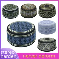 New Muslim Men Prayer Hats Cotton Embroidery Leisure Saudi Arabia Islamic Hat muslim turban Jewish Cap Men Headscarf Clothing 1