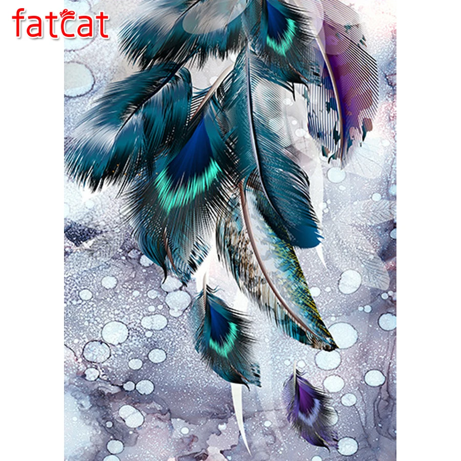 

FATCAT Full Square Round Drill 5D DIY Diamond Painting Abstract color feather Embroidery mosaic Cross Stitch Kit decor AE647