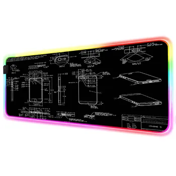 

Large Mousepad RGB Mobile Phone Composition Digital Pattern Keyboard Carpet Pad LED Luminous 7-color Laptop XXL Gaming Mouse Pad