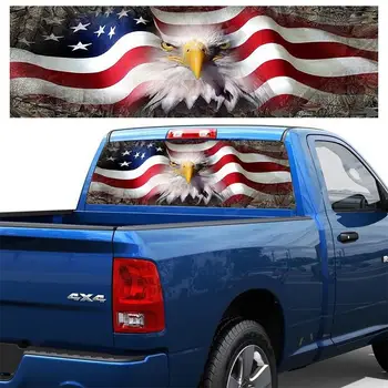 

Car Stickers White-headed Eagle Flag Car Graphics Rear Windshield Truck SUV Cartoon Decor Sunshade
