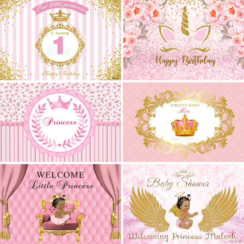 В памяти розовая тема для девочек Baby Shower фотографии Фоны золотые блестящие