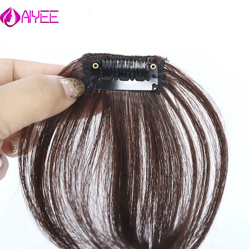 

AIYEE Fiber False Synthetic Hair Bangs Neat Front Fringe Thin Blunt Clip In Bangs Piece Clip on Bangs Blunt Hair